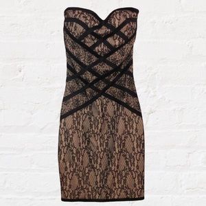 Forever 21 Sexy Black & Nude Lace Strapless Dress